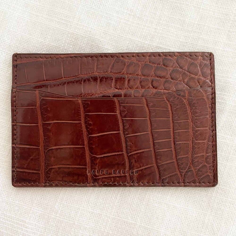Mens Ralph Lauren Purple Label Alligator card case Brand New with Box ITALY